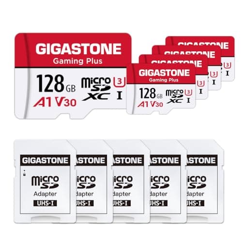 for Switch 1 Only GIGASTONE Micro SD Card 128GB 5Pack Gaming Plus MicroSDXC Memory Card for NintendoSwitch 1 UHSI U3 A1 Class 10 up to 100MBs with MicroSD to SD Adapter