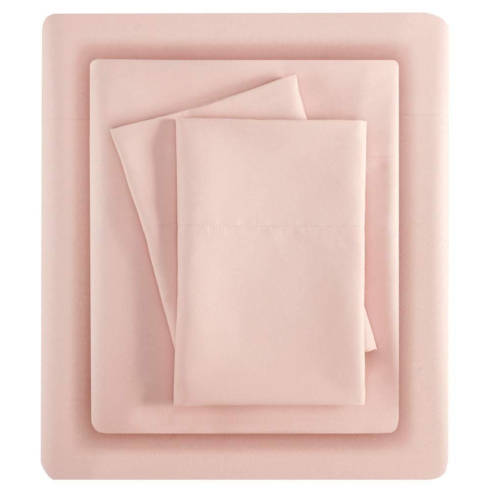 Madison Park 3M Microcell Bed Sheet Set Color Fast Wrinkle and Stain Resistant Soft Sheets with 16 Deep Pocket All Season Cozy BeddingSet Matching Pillow Case King Blush 4 Piece
