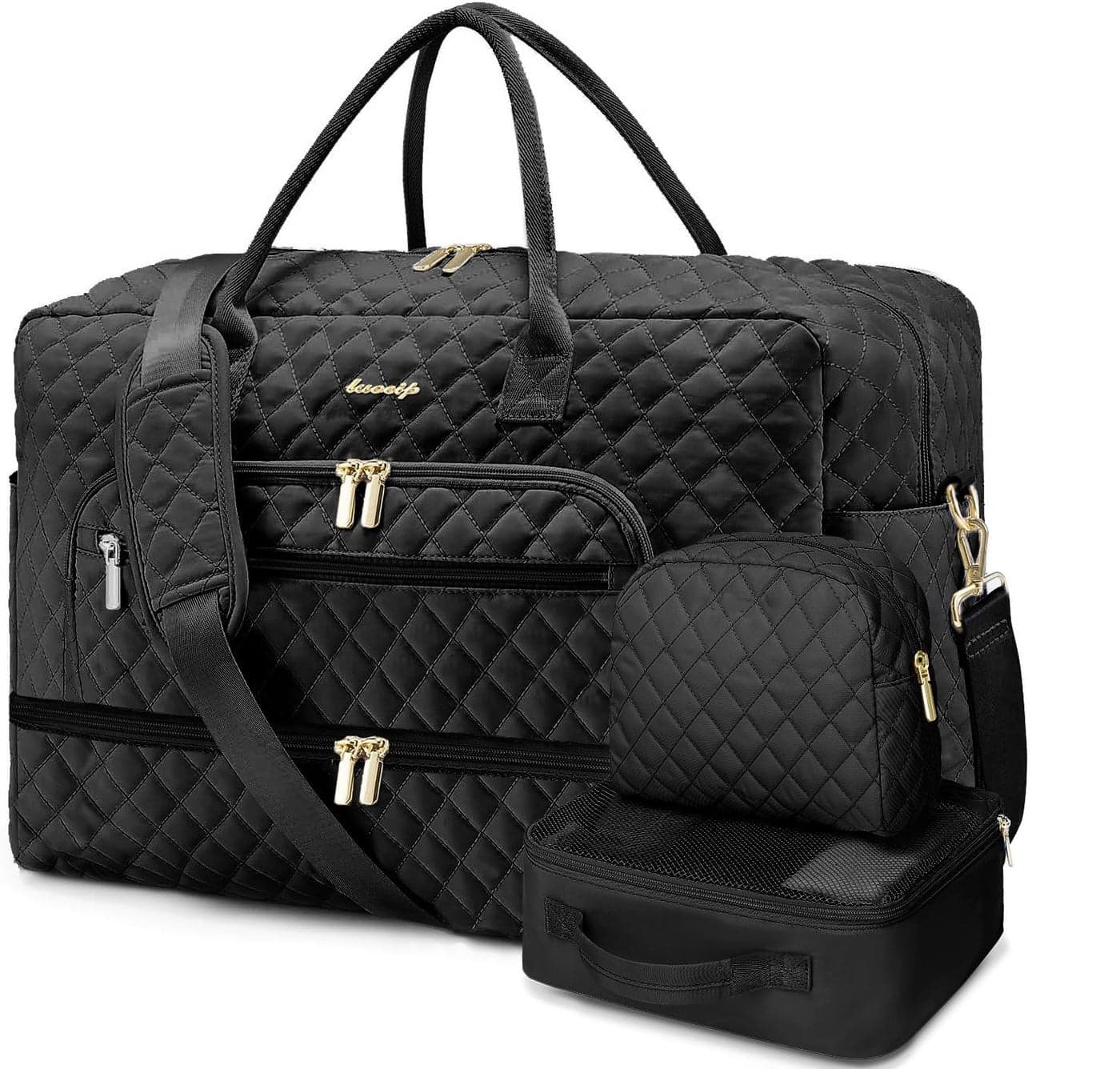 Large Women's Travel Duffel, Weekender with Shoe Compartment, Carry On Overnight Bag, Gym Duffel with Wet Pocket, Hospital Bags Set