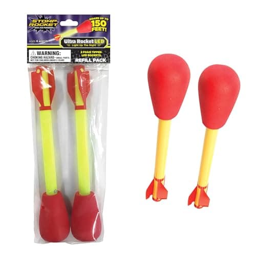 Stomp Rocket Ultra LED Rocket Refills 2 Rockets Replacement LED FoamTipped Rockets for Kids Fun Backyard Outdoor Kids Toys Gifts for Boys Girls