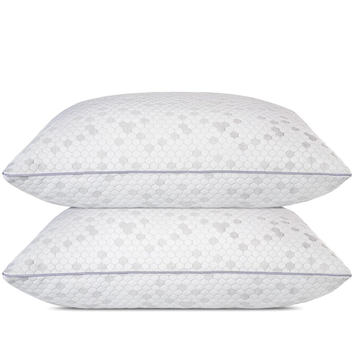 HIMOON Shredded Memory Foam Pillows Medium Firm Queen Size Pillows 2 PackCouples Bed Pillows for Side Back Stomach Sleepers Set of 2