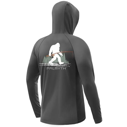 Palmyth Fishing Hoodie for Men Long Sleeve Sun Protection UV UPF 50 ShirtsCharcoalBigfoot FishingL