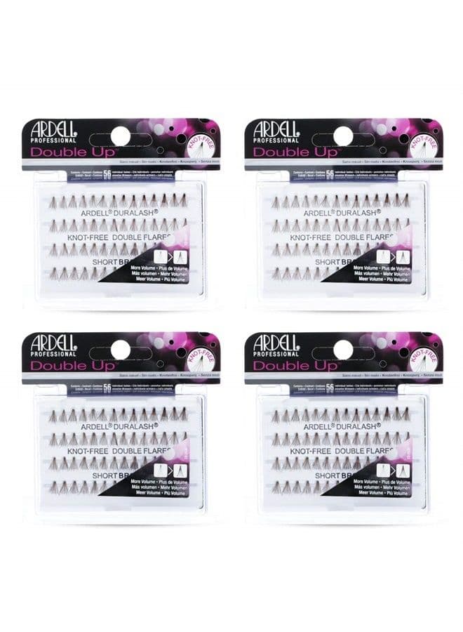 False Eyelashes Double Up Individuals Knot-Free Short Brown 4 Pack