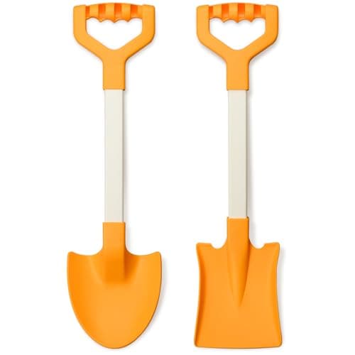 QINGLER 20 Long Sand Beach Shovels for Kids Heavy Duty Plastic Summer Sand Scoops Spades Toy Sandbox Garden Snow Digging Play Gift Set Party Bundle 2 Pack Orange