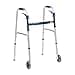 Drive Medical Trigger Release Folding Walker Lightweight Brushed Steel Design Easy Trigger Folding Mechanism 5 Inch Wheels Contoured Hand Grips Senior Mobility Aid