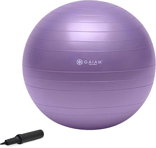Gaiam 0551980 Total Body Balance Ball Kit Includes 55cm AntiBurst Stability Exercise Yoga Ball Air Pump Workout Video Purple