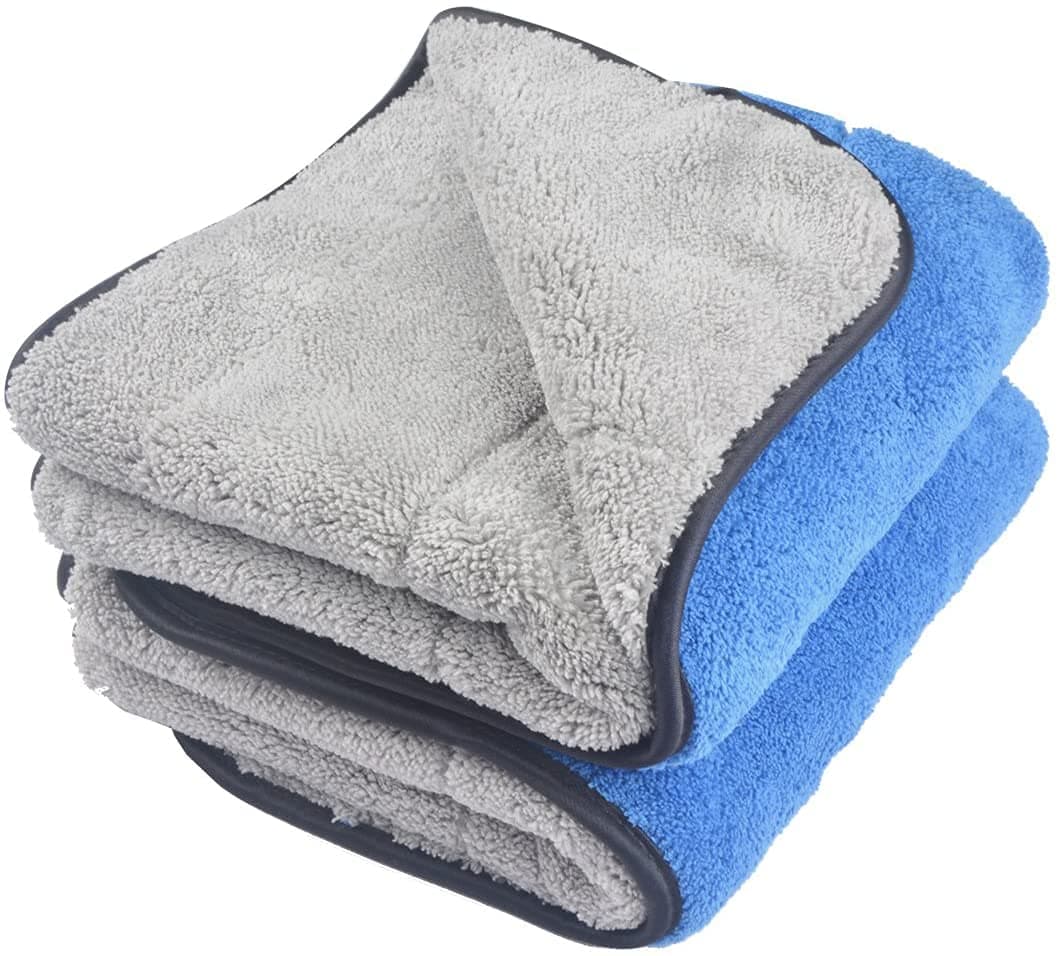 Euro Care Heavy Microfiber Cloth for Car Cleaning and Detailing, Double Sided Extra Thick Plush Microfiber Towel, Car Cleaning Cloth Lint-Free, 800 GSM (Size 40cm x 40cm)/Pack of 2, Color: Blue