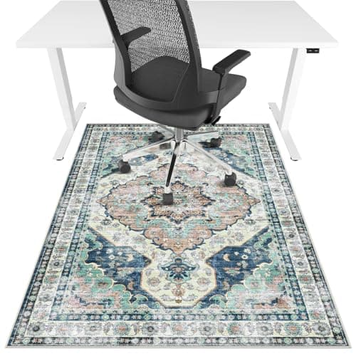Office Chair Mat for Hardwood FloorTile Floor36X 48 Heavy Duty Desk Chair Mat for Hard FloorsUnder Desk Rug for Rolling Computer ChairAnti SlipLow Pile Carpet FloorBlue Flower