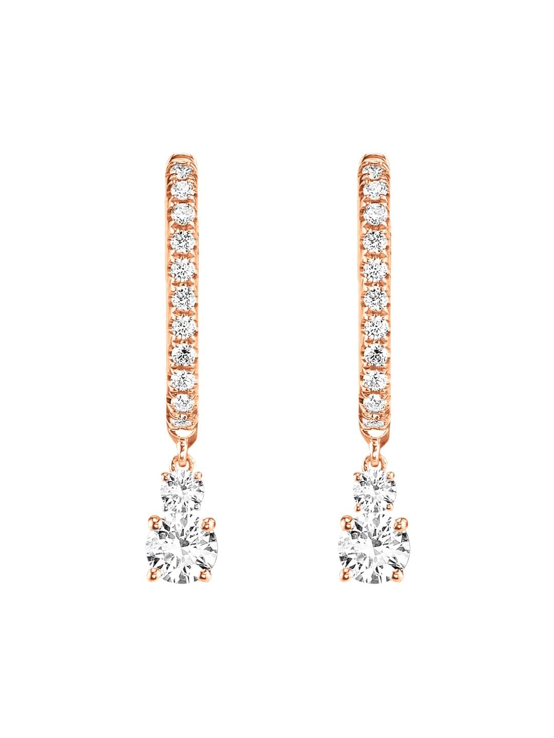 MINUTIAE Stylish Hoop Earring With Solitaire Crystal Diamond Fashion Jewellery For Women and Girls (Rose Gold)