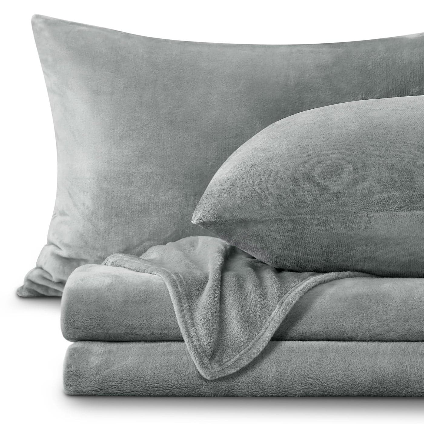 BEDELITE Flannel Sheets Queen Size Grey Super Soft Fleece Sheets Set Fluffy Extra Plush 4 PieceInclude Fitted Sheet Flat Sheet 2 Pillowcases