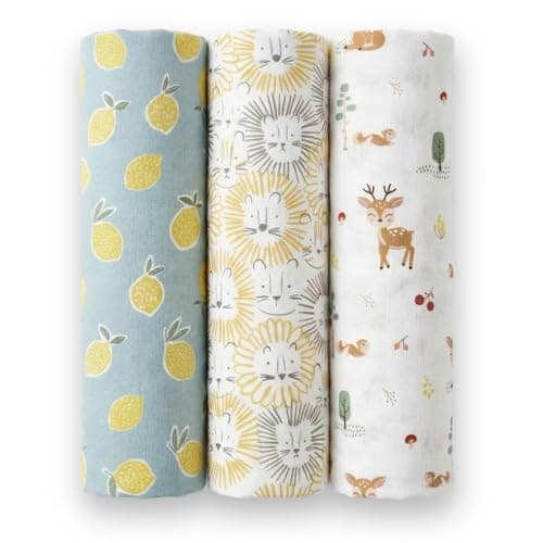 haus & kinder 100% Cotton Muslin Swaddle Wrap for New Born Baby | Pack of 3 (100×100 cm) | Baby Blanket & Swaddles for Newborn | Wildlife Wonder Collection
