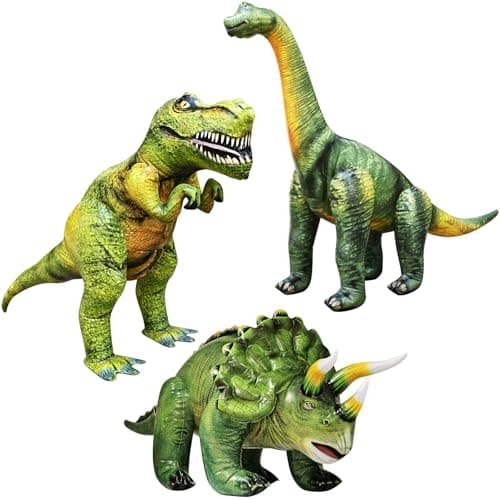 Jet Creations Dinosaur Inflatable 3Pack TRex Brachiosaurus Triceratops Over 43 Long Dinosaur Toys for Kids Jurassic Party Decor Thanksgiving Christmas Decorations