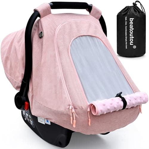 beatoutou Baby Car Seat Cover for BabiesWaterproof Baby Car Seat Cover for GirlsInfant Car Seat Cover Canopy for GirlsWindproof Car Seat Canopy for Girls Keeps Babies Warm and Cozy Pink