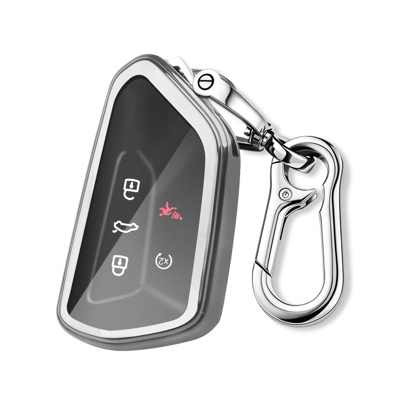 QBUC for Volkswagen Key Fob Cover with KeychainCar Key Case fit for VW ID4 ID3 MK8 Golf GTI Seat Leon MK4 Skoda OctaviaSilver