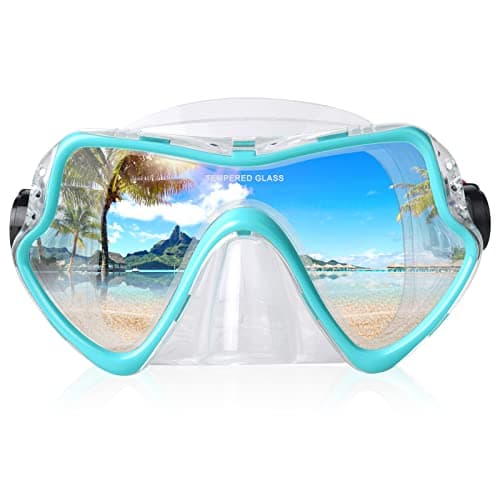 Snorkel Diving Mask, Professional Adults Snorkeling Mask Gear, Ultra Clear Tempered Glass Swim Mask Anti Leakage Swimming Goggles with Nose Cover for Men Women Youth (Airy Green)