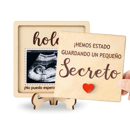 CJiangpo Grandparent Reveal Keepsake, Pregnancy Announcement for Grandparents, Baby Announcement Sign, Ultrasound Wooden Picture Frame Spanish, Grandmothers Grandfathers Grandma Grandpa First Time Gifts