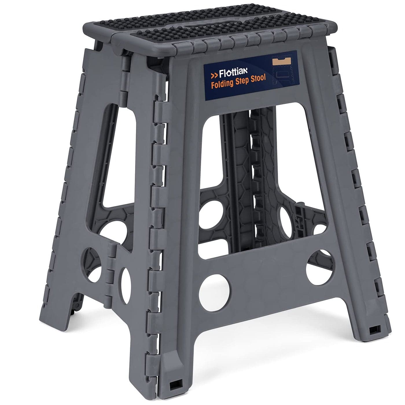 Flottian 18 Folding Step Stool for Adults and Kids Holds Up to 300 lbsNonSlip Folding Stools with Handle Compact Plastic Foldable Step Stool for BathroomBedroom KitchenGray1PC