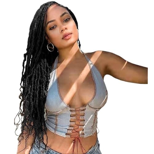 BOHOBABE Faux Locs Crochet Hair 18 Inch, Boho Soft Crochet Locs with Curly Ends, Long Bohemian Goddess Locs Crochet Braids for Black Women (6 Packs, 1#)