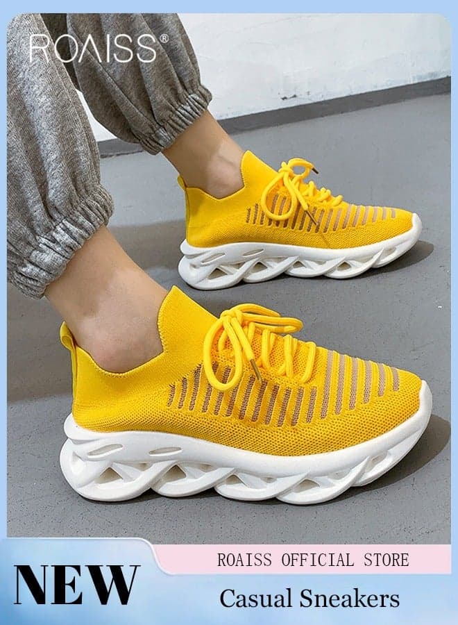 Women Stylish Shoes, Low Top Lace up Sneakers for Ladies, Lightweight Breathable Sports Shoes with Mesh Upper and Anti-slip Thick Soles, Suitable for Daily Wear and Outdoor Activities