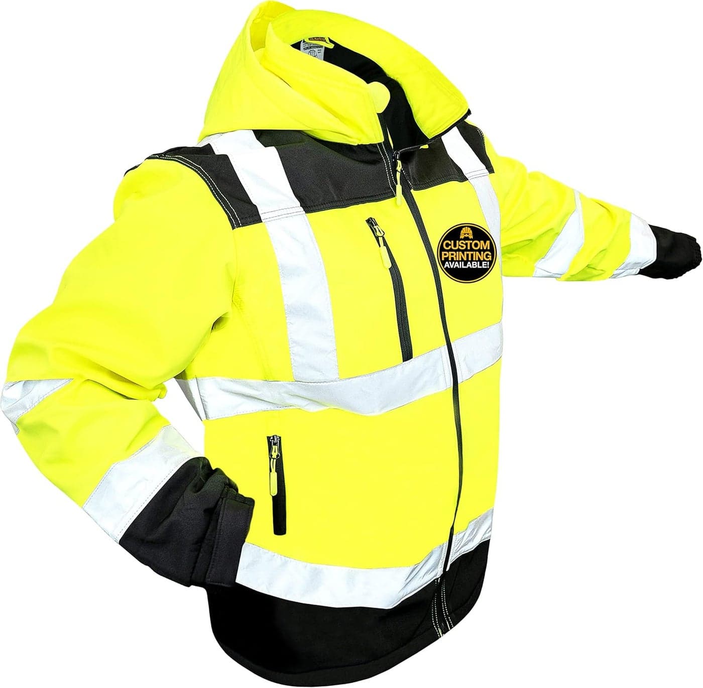 KwikSafety AGENT SoftShell Reflective Jacket - Class 3 Water Resistant Hi Viz Gear - Yellow - Small