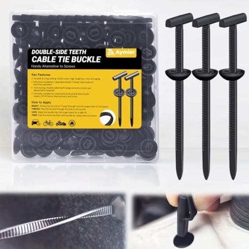 50Pcs Nylon Universal Cable Tie Buckles 2026 Upgraded Heavy Duty Automotive Zipper Clips DoubleSide SelfLocking T Rivet Zip Ties for Car Repairs Garden Workshop Goods Shelves Black