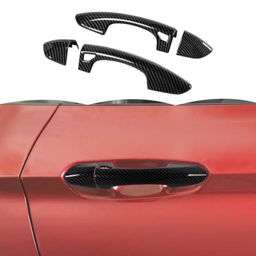 RTTCZ Door Handle Cover Trim Decoration Exterior Accessories for Ford Mustang 20152023 Black Carbon Fiber