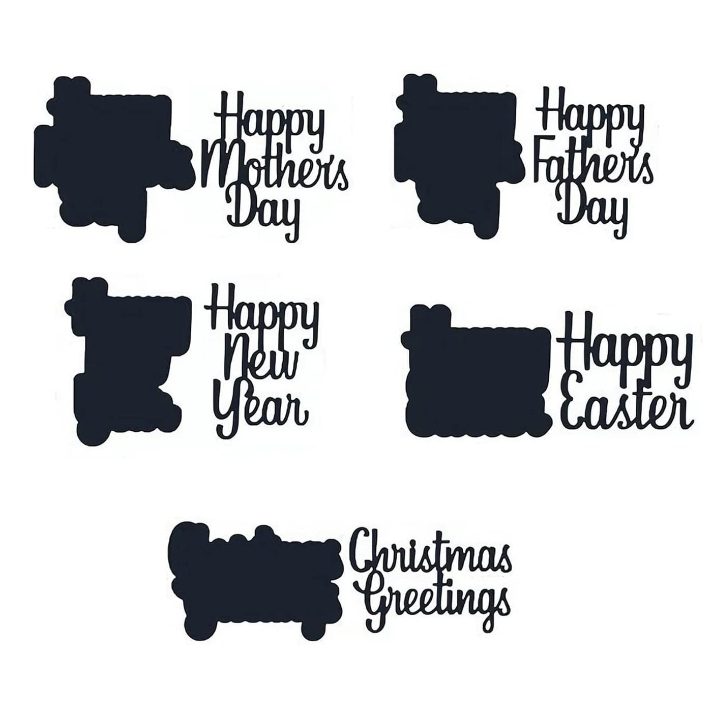 Briartw Important Days Happy New Year Words Phrases Metal Stencil Cutting Dies for DIY Cards Photoes Album Scrapbooking EmbossingHappy Fathers DayHappy Mothers DayHappy Easter