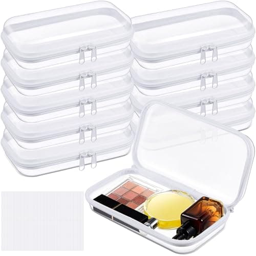 Sanwuta 10 Pcs Hard Zipper Case Clear Hard Pouches Plastic Zipper Pencil Portable Box Toy Storage Bins Plastic Container for Travel Toiletry Office Cosmetic Block Puzzle Organizer SClear