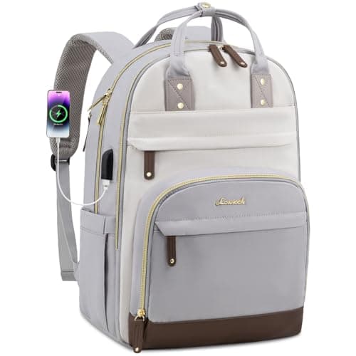 LOVEVOOK Backpack for Women,Laptop Backpack Women,Fits 15.6 Inch Laptop Bag,Fashion Travel Work Anti-theft Bag,Waterproof Business Computer College Teacher Backpack Purse Daypack, Light Grey-Beige