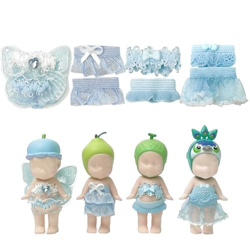4 Sets Mini Doll Clothes for Sonny Angel Tops and Skirts Fit for 3 Inch Collectible Dolls for Adult Collectors Designed for Display and Decoration Blueberry Fairy