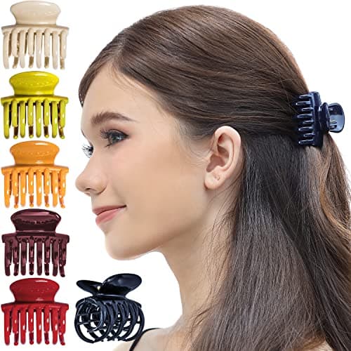 RC ROCHE ORNAMENT 6 Pcs Womens Classic Double Multi Layer Fine Teeth Claws Jaw Interlocking Strong Hold No Slip Firm Grip Hair Clutcher Clamp Beauty Fashion Accessory, Medium Transparent Multicolor