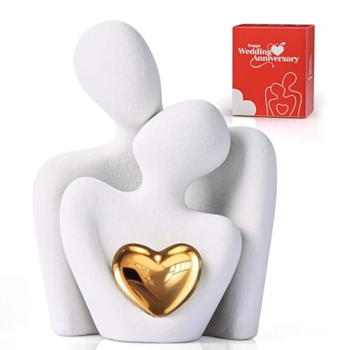 Mini Couple Statue Tv Stand Decor Items for Living Room Home Decor,Bedroom Decor for Couples Sculpture for Anniversary Wedding,Love Gifts for Couples 2025,Knick Knacks for Shelve (White, 4.72in)