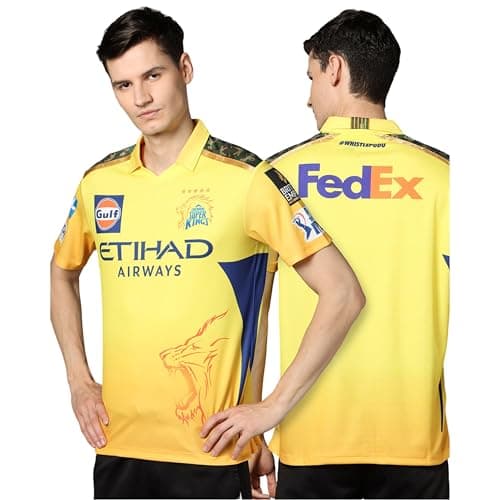 playR x Chennai Super Kings Original Fan Jersey IPL 2025 – Adult Plain Half Sleeve Csk T-Shirt, Regular Fit Sportswear Cricket Tee for Training, Outdoor & Match Day Activewear for All Season