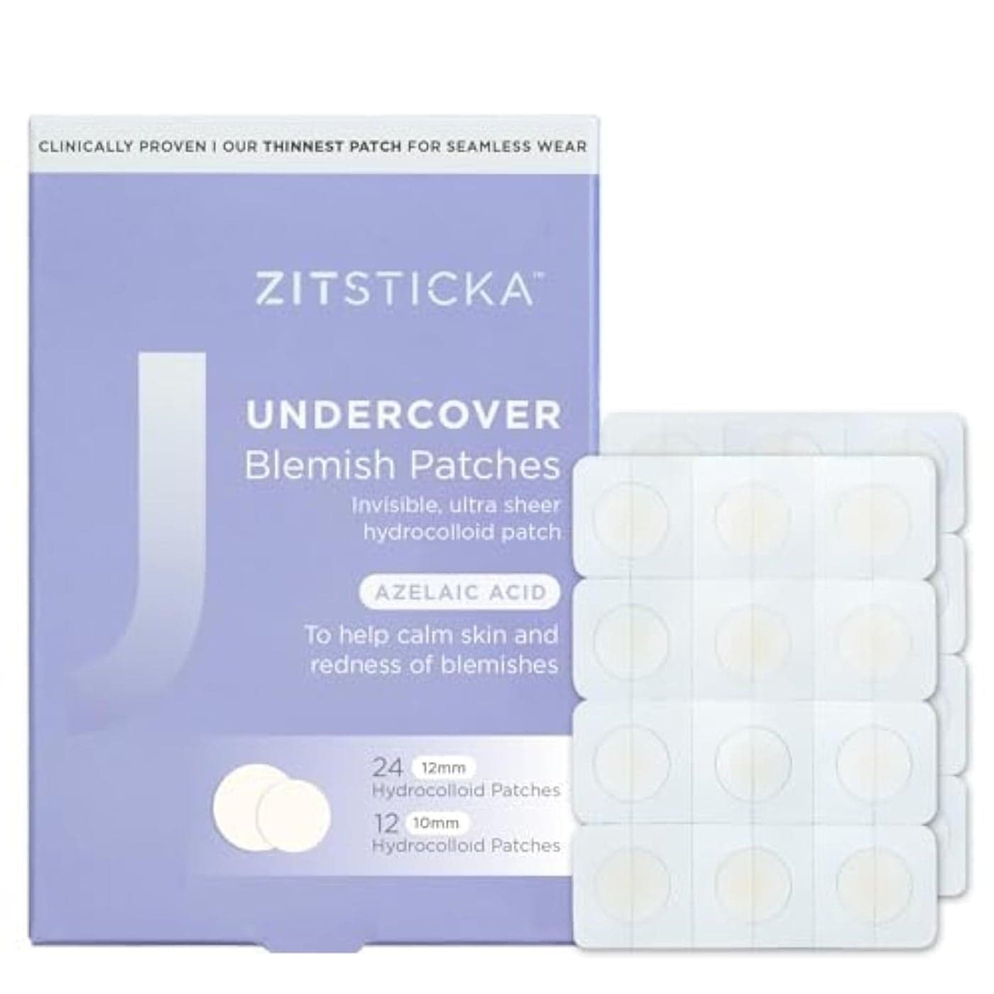 ZitSticka Pimple Patches for Face and Body Hydrocolloid Patches to Cover Zits Blemishes Acne Patches or Zit Spot Stickers Body Blemish Patch UNDERCOVER INVISIBLE 36 Pack