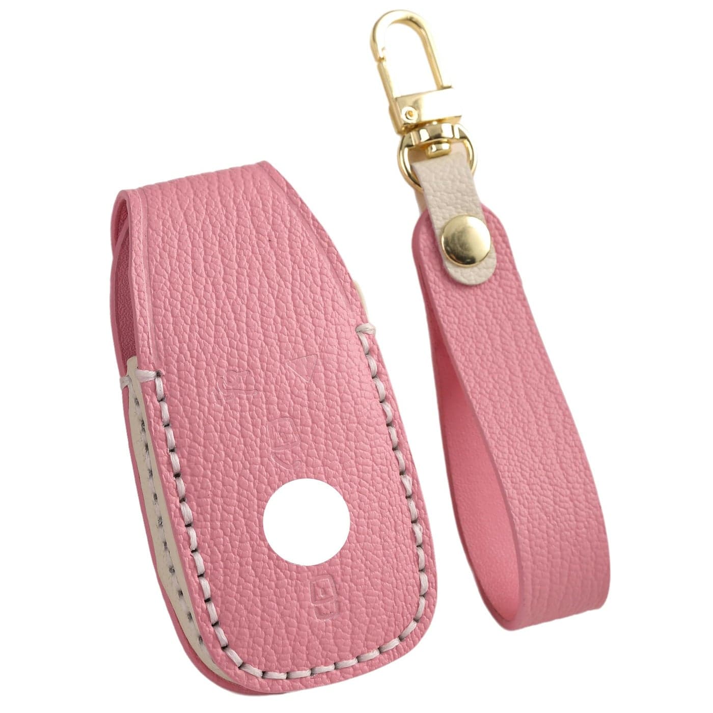Hontumax Genuine Leather Key Fob Cover Case for MercedesBenz A E S C GLE GLC EQB EQC GLA GLS AMG G63 250 300 20202024 Key Holder Pink
