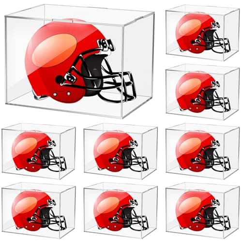 Taiyin 4 Pcs Mini Helmet Display Case Acrylic Clear Mini Football Helmet Display Box Plastic Small Display Case Protection Holder for Collecting Sports Memorabilia Toy 5 x 5 x 7