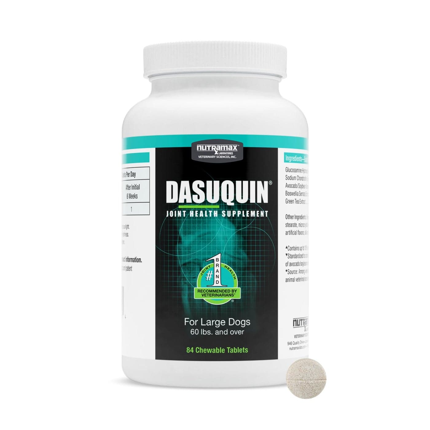 Nutramax Laboratories Dasuquin Joint Health Supplement for Large Dogs - With Glucosamine, Chondroitin, ASU, Boswellia Serrata Extract, and Green Tea Extract, 84 Chewable Tablets