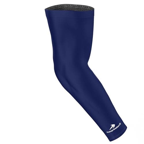 CompressionZ Compression Arm Sleeves for Men & Women| Cooling UV Sun Protection Elbow Pain Relief for All Sports and Recovery Navy 1PC Medium