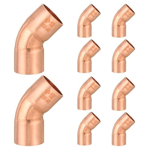 HeSun 10Pack Copper Fittings 12Inch 45Degree Copper Elbow C x C with Sweat Solder Connection