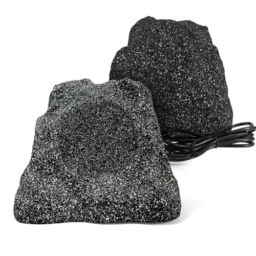 Herdio Outdoor Rock Bluetooth Speakers Wired IPX7 Waterproof 200 Watt Resin Material All Weather for Deck Pool Backyard Patio Garden BBQ 1 Pair Black