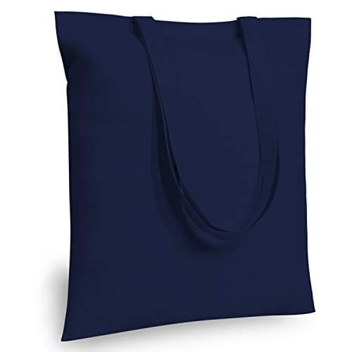 TOPDesign 6-Pack Economical 16"x15" Navy Blue Cotton Tote Bag, Lightweight Medium Reusable Grocery Shopping Cloth Bags, Suitable for DIY, Advertising, Promotion, Gift, Activity
