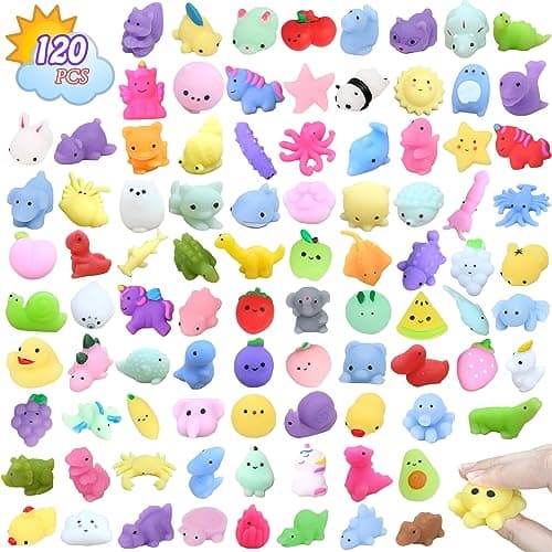 120Pcs Random Mochi Squishy Toy Bulk, Kawaii Squishy Fidget Toys Squishies for Kids Party Favors, Goodie Bag Stuffers, Birthday Gifts, Classroom Prizes, Carnival Prizes