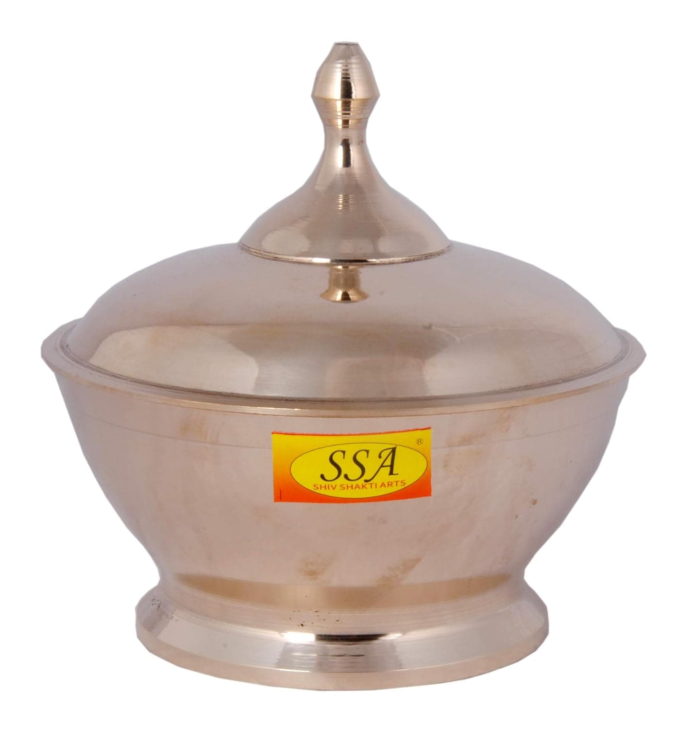 SHIV SHAKTI ARTS Pure Bronze Kansa Serving Donga Bowl Handi Casserole for Serving Food TablewareServeware Gold 700 ML