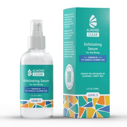 Almond Clear Level 2 Serum Mandelic Acid Body Serum for Acne Folliculitis Aging Skin Ingrown Hairs Dark Spots on Face Chest Butt Back Thighs Arms 4 oz