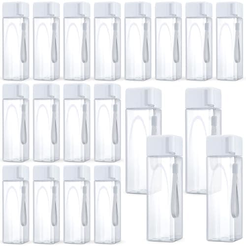 Mifoci 20 Pieces Water Bottle Bulk 17 oz Plastic Water Bottles Bulk Gym Sports Adults Reusable Large Drinking Cups for Outdoor Fitness(White,Rectangle)
