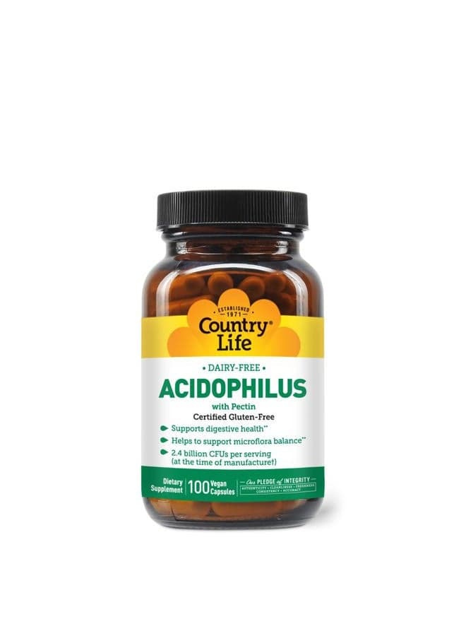Acidophilus Probiotic Supplement for Women & Men - Free from Common Allergens - 2.4 Billion CFUs to Support Digestive Health - Dairy-Free, Non-GMO, 100 Vegan Capsules
