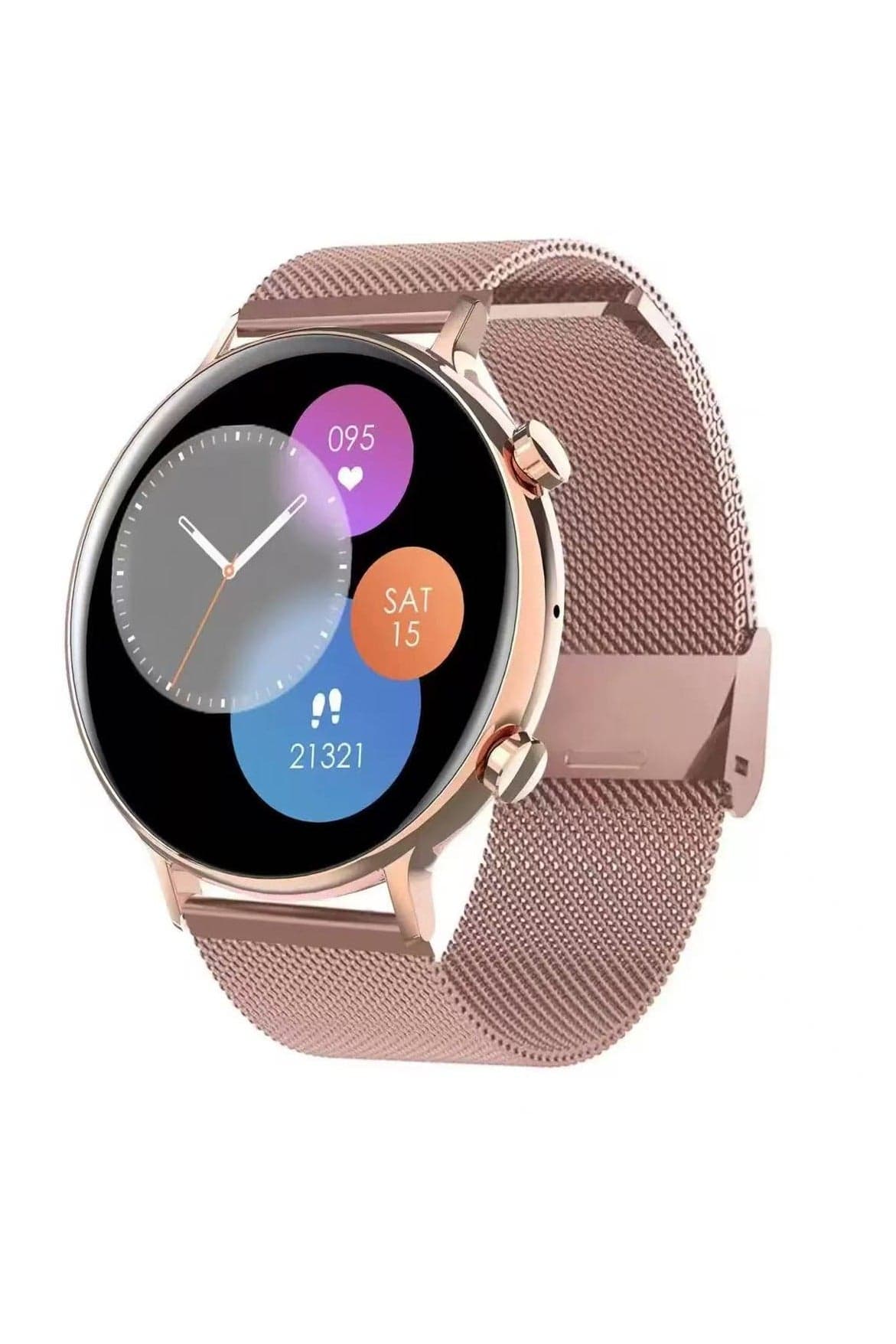 QS39 HD Full Circle Body Temperature Measurement Heart Rate Blood Pressure Blood Oxygen Music Bluetooth Call Smart Watch (Gold + Three-Bead Steel Strap)