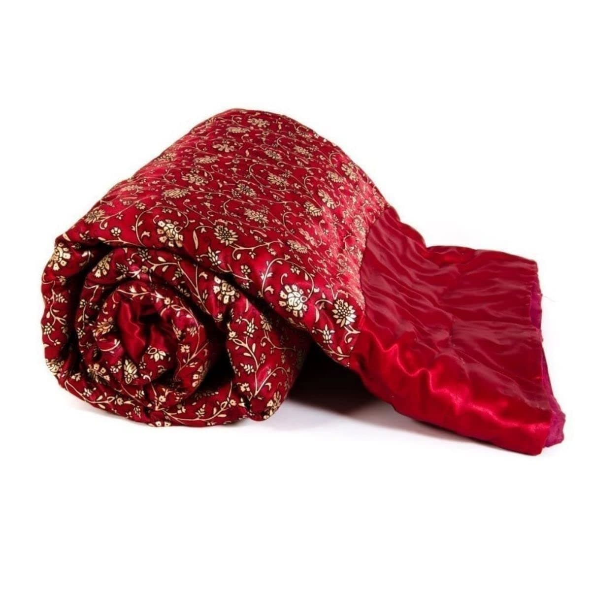 SVT Traditional Famous Jaipuri Beautiful Floral Print in Silk red Jaipuri RajaiRazaiQuilt DoubleDouble Bed QuiltComforterAC QuiltAC Comforter
