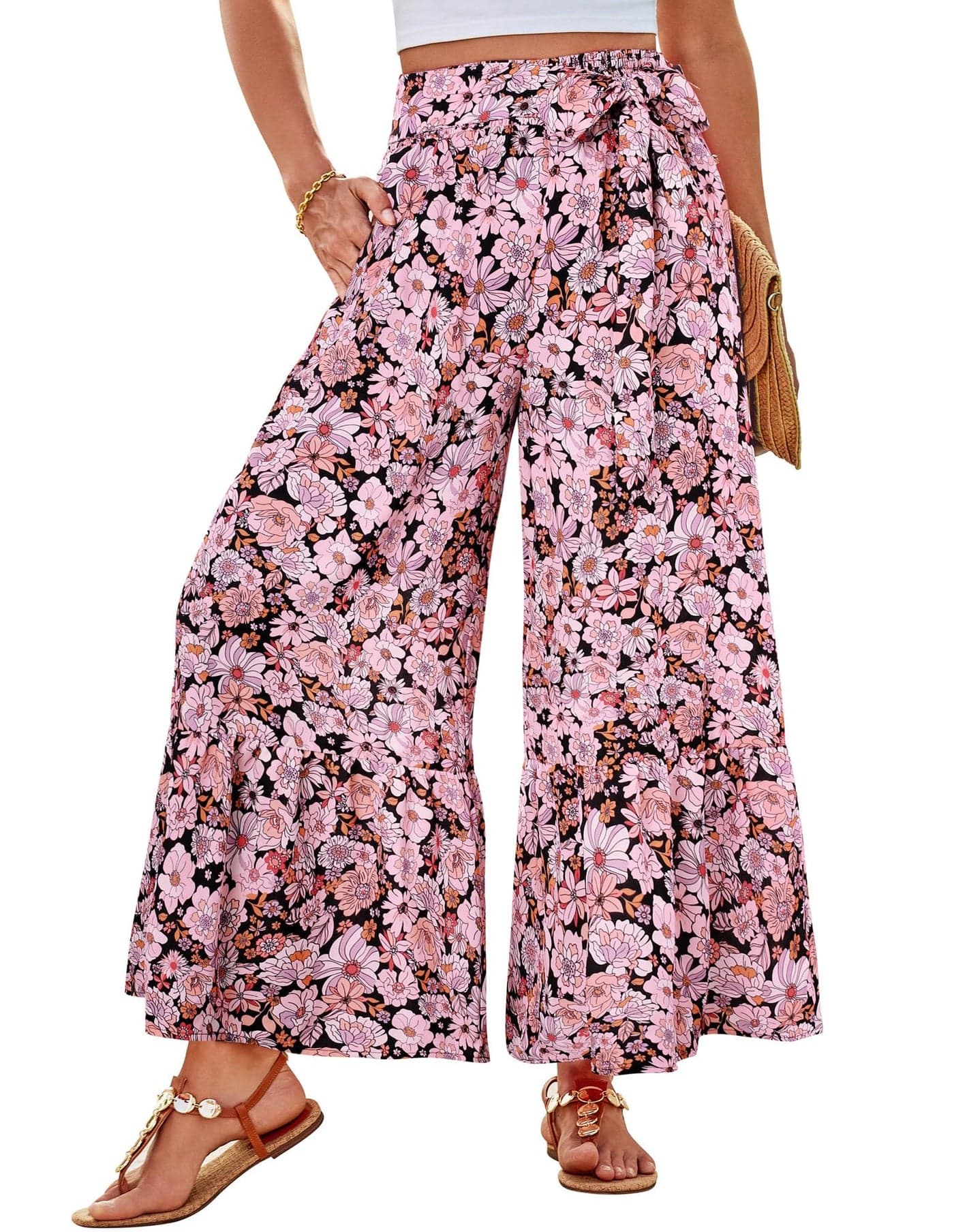 GRACE KARIN Palazzo Pants for Women Casual Flowy Summer Capris Beach Boho Pants 2025 Spring