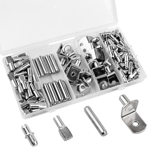 145 Pcs Shelf Pins Kit, Upgraded Shelf Pins 4 Styles, 5mm & 1/4inch Nickel Shelf Support Pegs, Cabinet Shelf Pegs for Shelves, Shelf Support for Bookshelf Kitchen Cabinet Shelf Pegs. (145)